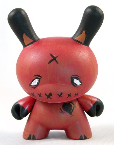 Heartless Devil Dunny figure by Trenton Matthews, produced by Kidrobot. Front view.