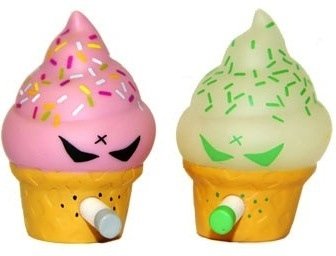 Jerome - Pink & GID figure by Frank Kozik, produced by Kidrobot. Front view.