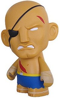 Sagat figure by Capcom, produced by Kidrobot X Capcom. Front view.