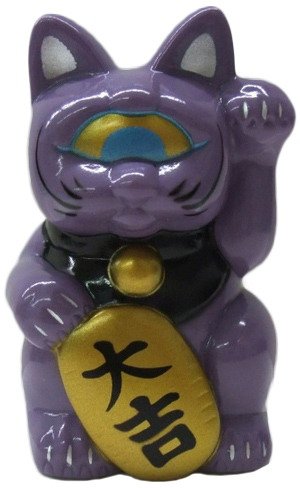 Mini Fortune Cat - Purple figure by Mori Katsura, produced by Realxhead. Front view.