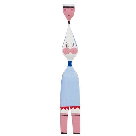 Wooden Doll No. 7  figure by Alexander Girard, produced by Vitra Design Museum. Front view.