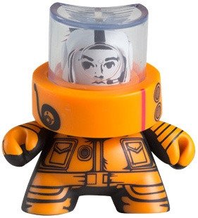 Astronaut figure by Jon-Paul Kaiser, produced by Kidrobot. Front view.