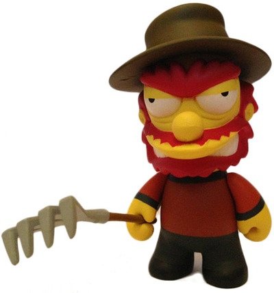 Freddy Krueger Willy figure by Matt Groening, produced by Kidrobot. Front view.