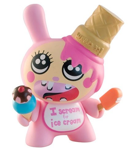 Crazy Ice Cream Dunny figure by Esther Kim, produced by Kidrobot. Front view.