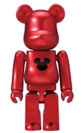 Red Metallic Be@rbrick figure by Disney, produced by Medicom Toy. Front view.