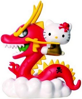 Dragon Kitty figure by Simone Legno (Tokidoki), produced by Sanrio. Front view.