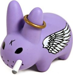 Smorkin Labbit Wings (Angel) figure by Frank Kozik, produced by Kidrobot. Front view.