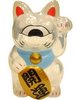 Mini Fortune Cat - Clear w/ Blue Collar