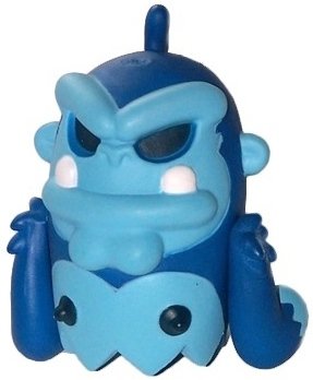 Ape BoOoya - Blue figure by Jeremy Madl (Mad), produced by Kidrobot. Front view.