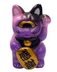 Fortune Cat - Pink Purple Black figure, produced by Realxhead. Front view.