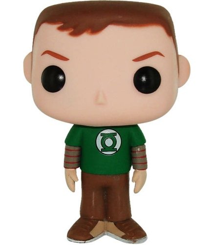 Sheldon Cooper POP! - Green Lantern figure, produced by Funko. Front view.