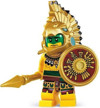 Aztec Warrior figure by Lego, produced by Lego. Front view.