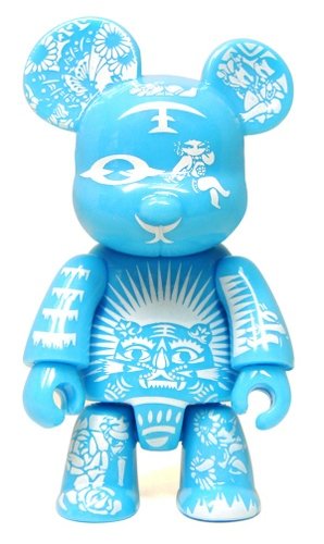 Paper Cut Qee Bear - Blue Edition figure by Toy2R, produced by Toy2R. Front view.
