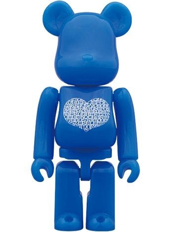 International Love Heart Azur Be@rbrick 100% - Medicom Toy 15th Anniversary Exhibition figure by Alexander Girard, produced by Medicom Toy. Front view.