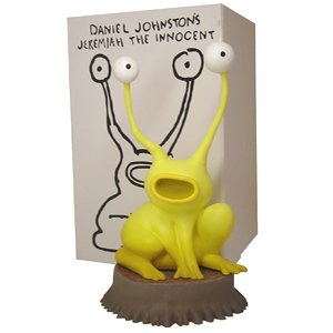 Jeremiah The Innocent figure by Daniel Johnston, produced by At Arms. Front view.