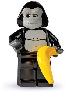 Gorilla Suit Guy figure by Lego, produced by Lego. Front view.