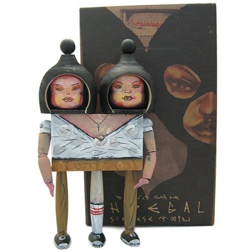 Choegal - Siamese Twin figure by David Choe, produced by Ningyoushi. Front view.