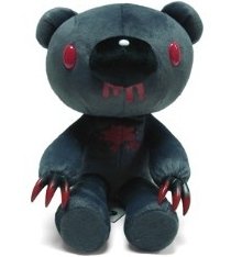 Gloomy Bear medium plush grey figure by Mori Chack, produced by Cube Works. Front view.
