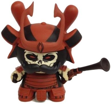 Ashigaru - Red Armour figure by Jon-Paul Kaiser, produced by Kidrobot. Front view.