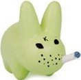 Glow Labbit figure by Frank Kozik, produced by Kidrobot. Front view.