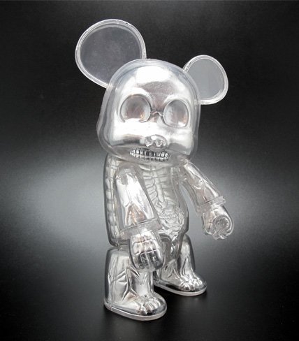 7  Qee Transparent Silver Skull figure, produced by Toy2R. Front view.