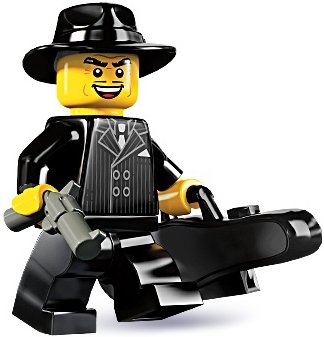 Gangster figure by Lego, produced by Lego. Front view.