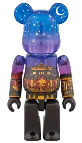 Tokyo Station Marunouchi Bldg Night Ver. BE@RBRICK figure, produced by Medicom Toy. Front view.