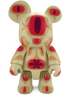 Town Crier Qee DKNY version (Letter N) figure by Tim Biskup, produced by Toy2R. Front view.