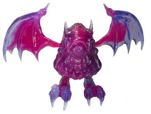 Translucenet Blue/Berry Pink Motorbat figure by Motorbot And Duboseart, produced by Dubose Art. Front view.