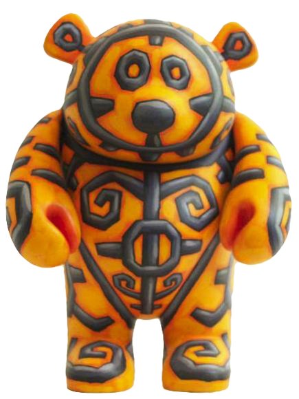 Tribal Tiger bear figure by Cameron Tiede. Front view.