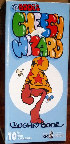 Cheech Wizard figure by Vaughn Bode, produced by Kidrobot. Packaging.