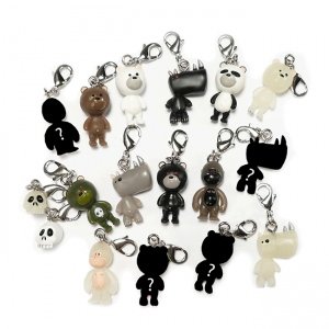 Zipper pulls figure by Patrick Ma, produced by Rocketworld. Front view.