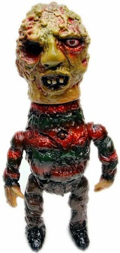Zombie Freddy figure by Izumonster, produced by Mutant Vinyl Hardcore. Front view.
